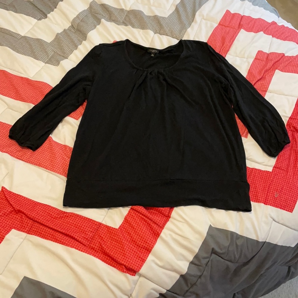 Talbots 3/4 Length Black Top
